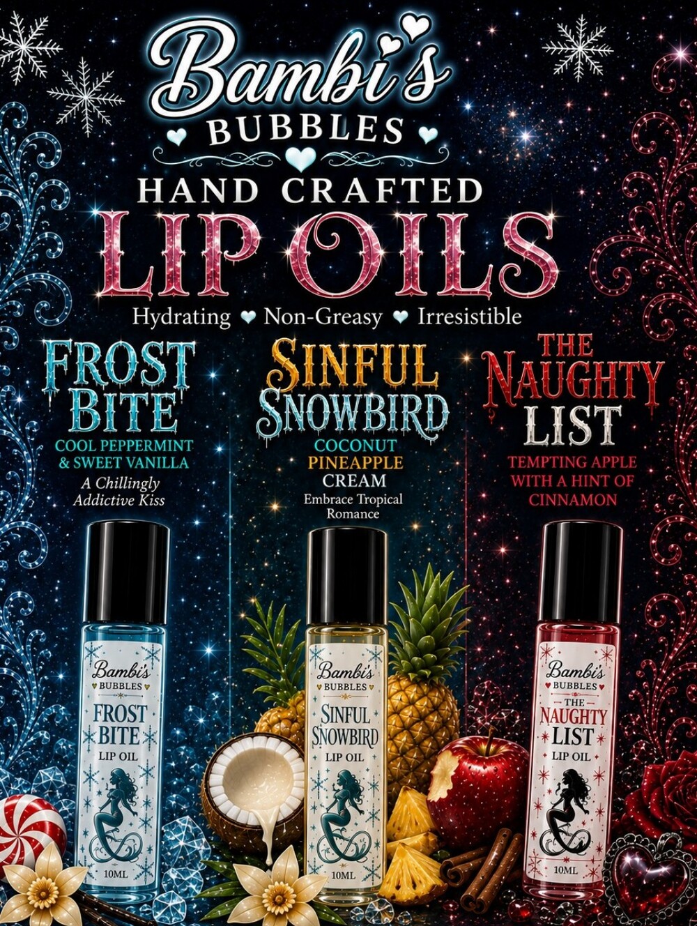 NEW Flavors! Hand Crafted Lip Oil 10ml Roll On Assorted Flavors
